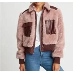 Choosy NWT Luxurious Winter Chic Vintage 90s Streetwear Teddy Fur Bomber Jacket